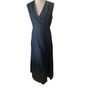 New Vintage Donna B Taylor Wrap Denim Midi Dress Size 12